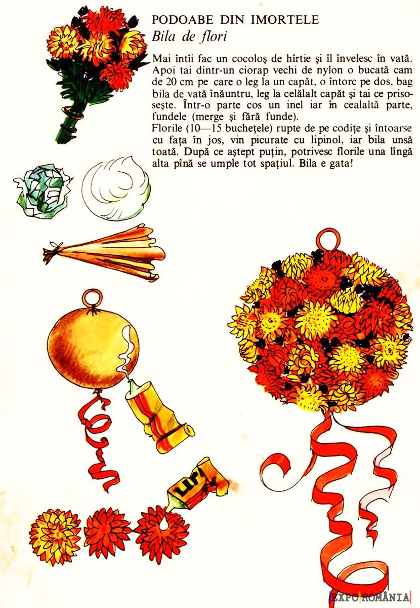 Cum faci bile decorative de flori din imortele