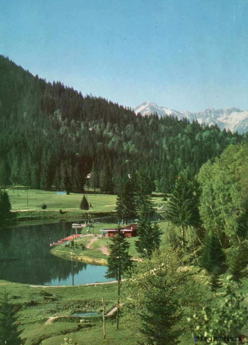 Peisaj montan idilic cu lac și pădure