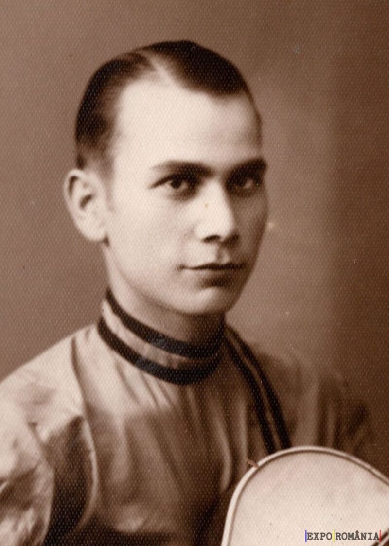 Portret vechi al unui tânăr cu un instrument