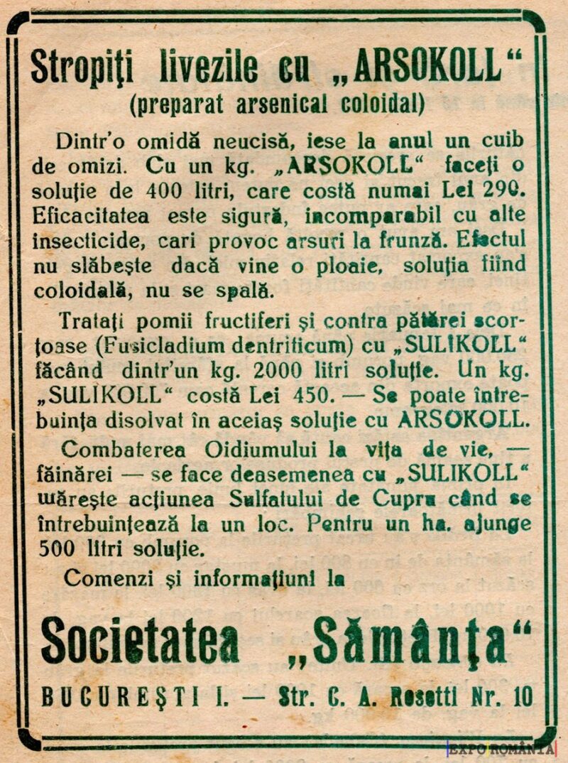 Promovarea tratamentelor cu ARSOKOLL pentru agricultură