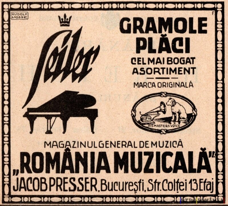 Reclamă pentru gramofone și discuri muzicale