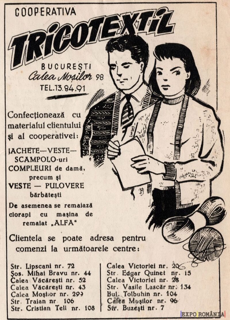 Produse textile la cooperativa Tricotexil București