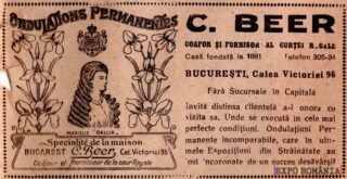 Anunț publicitar pentru frizeria C. Beer