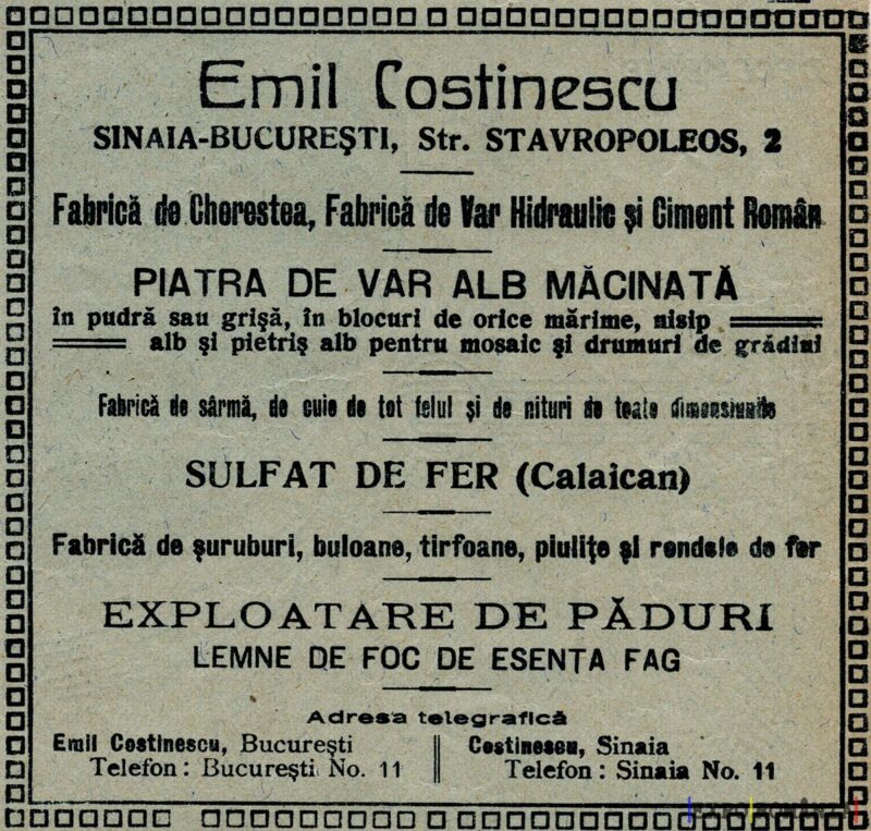 Publicitate pentru Fabrica lui Emil Costinescu