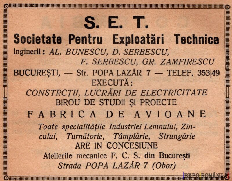 Anunț al Societății pentru Exploatări Tehnice