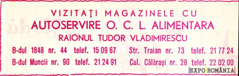 Magazinele alimentare O.C.L. Tudor Vladimirescu.