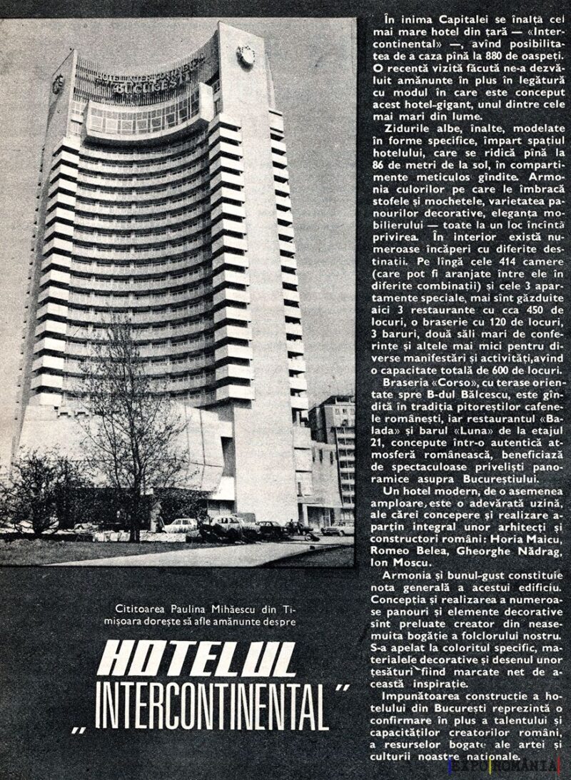 Hotelul Intercontinental din București: emblemă modernă.