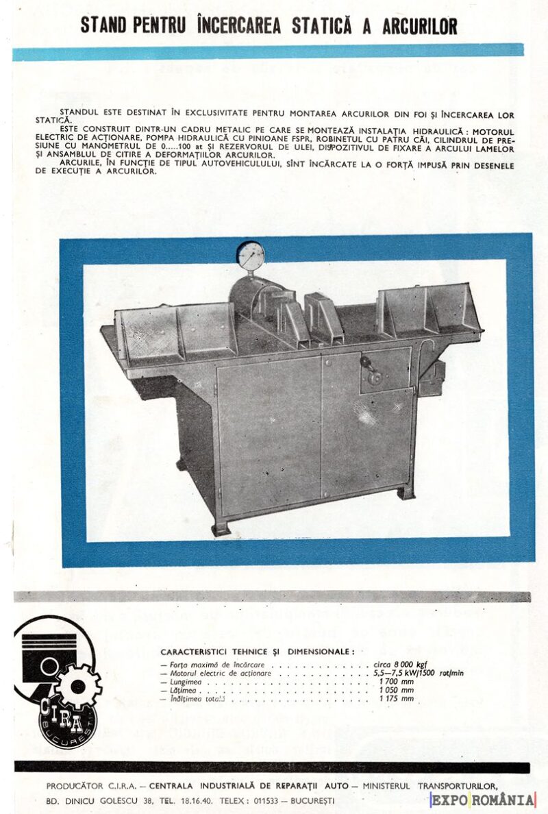 Stand de testare statică a arcurilor