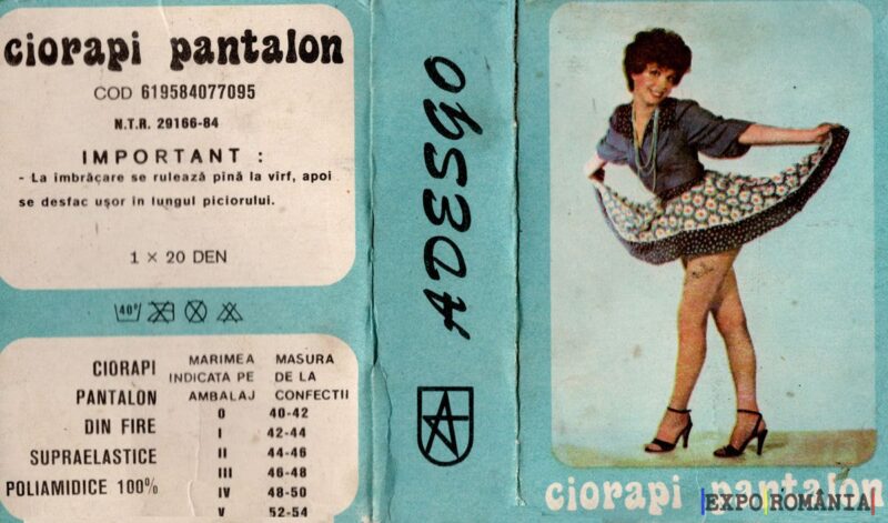 Promovarea ciorapilor pantalon pe ambalaj vintage
