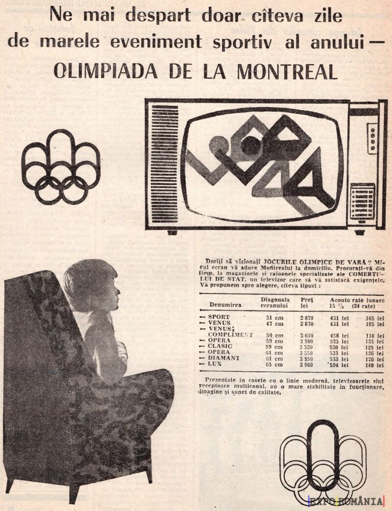 Olimpiada de la Montreal pe ecranul televizorului
