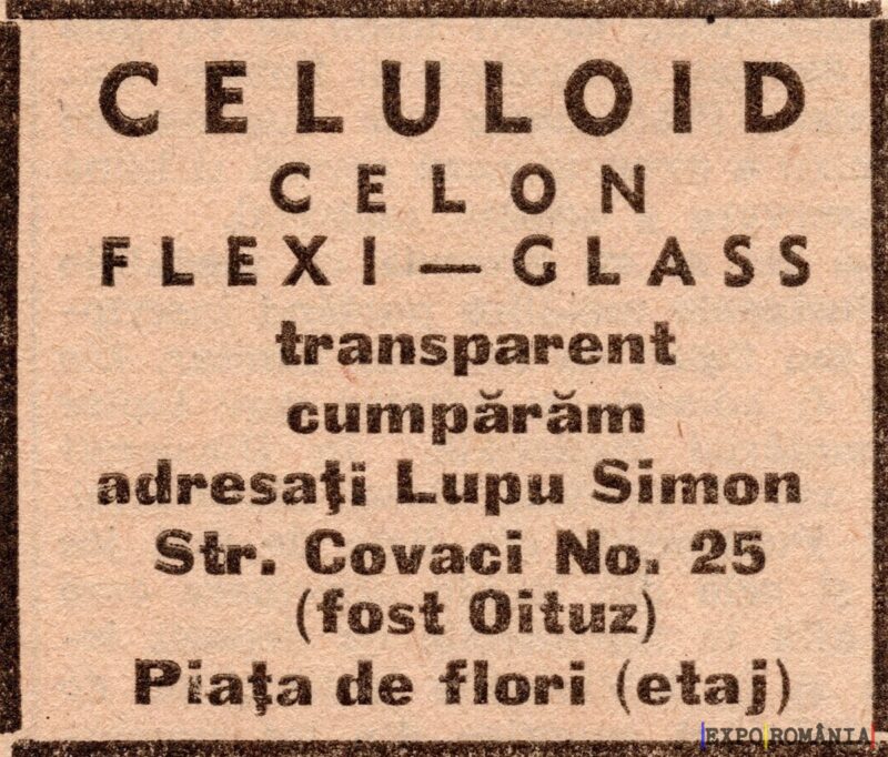 Anunț de cumpărare celuloid transparant