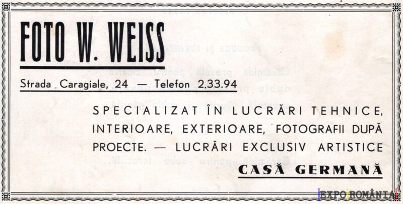 Publicitate pentru serviciile foto W. Weiss