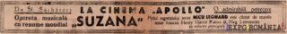 Opereta muzicală Suzana la cinema Apollo