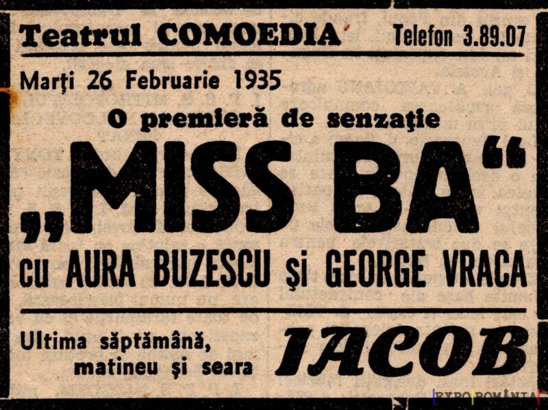 Premiera spectacolului Miss Ba la Teatrul Comedia
