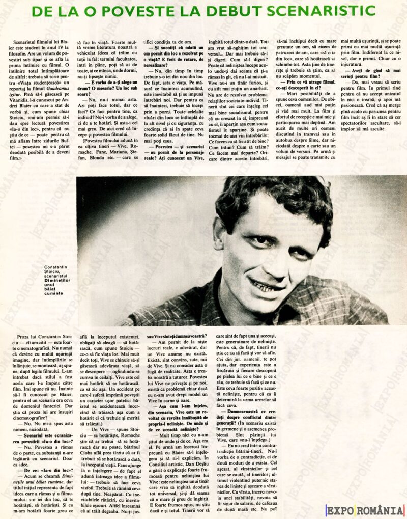 Interviu cu scenaristul Constantin Stoiciu  -  anii '70 - 0099