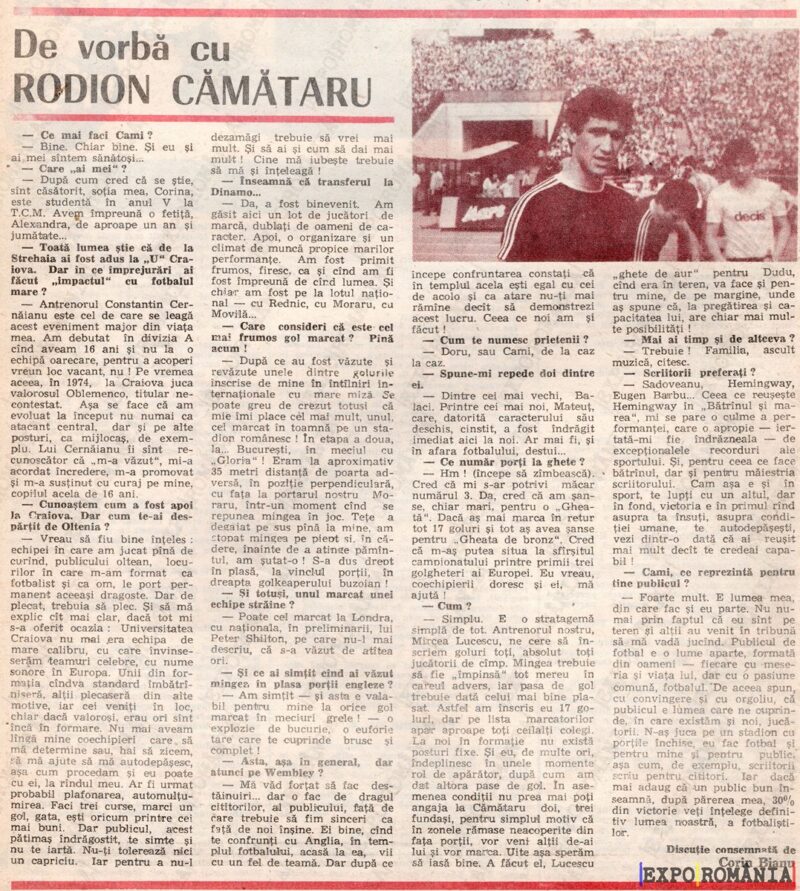 Interviu cu fotbalistul Rodion Camataru  -  anii '80 - 0121