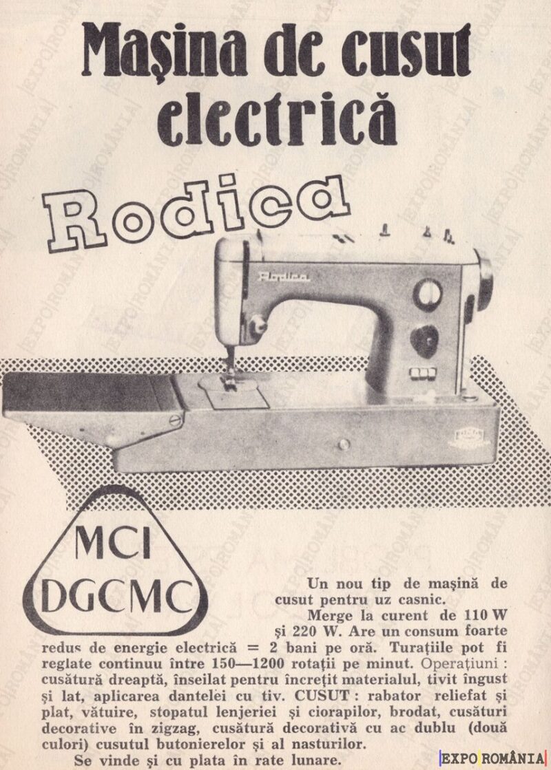 Mașină de cusut electrică Rodica pentru uz casnic