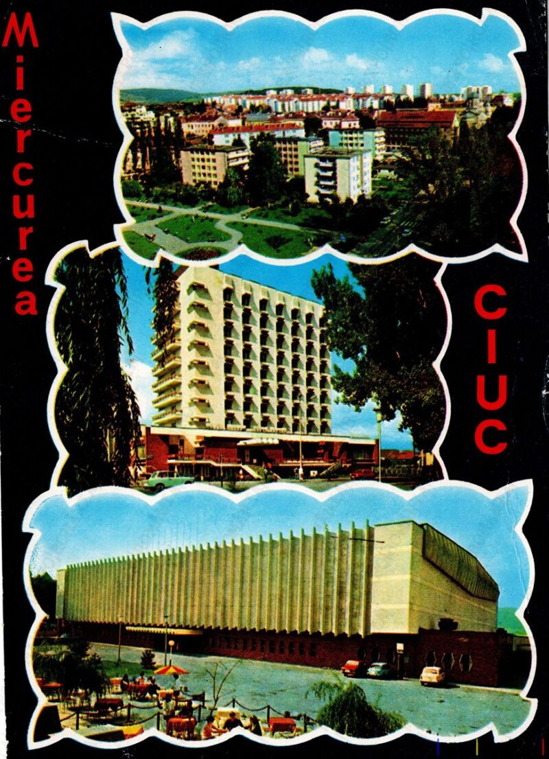 Carte poștală Miercurea Ciuc Hotel Bradul Patinoarul - anii '70