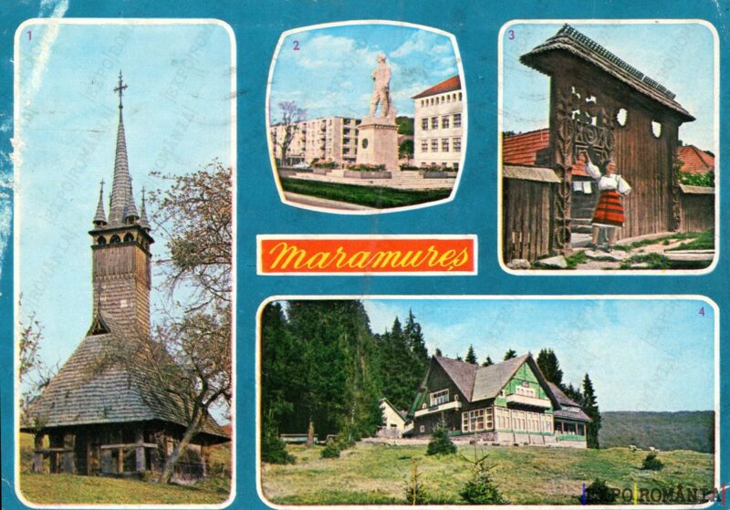 Carte poștală Biserica Dealul Florilor Statuia Minerului Poarta Maramureseana Izvoare - anii '70