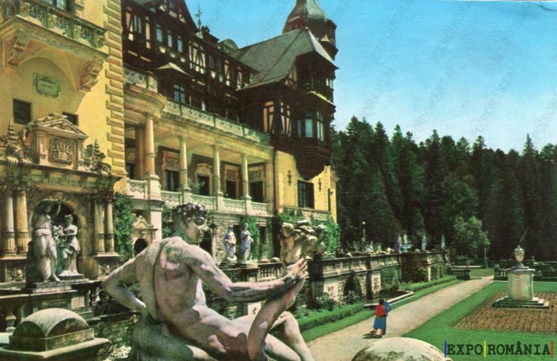 Carte poștală Sinaia Castelul Peles Statuia - anii '70
