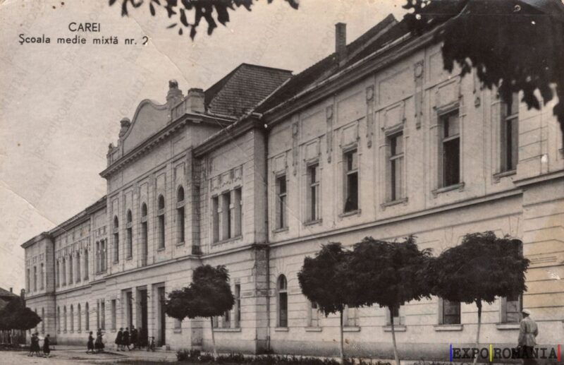 Carte poștală Carei Scoala Mixta - anii '50