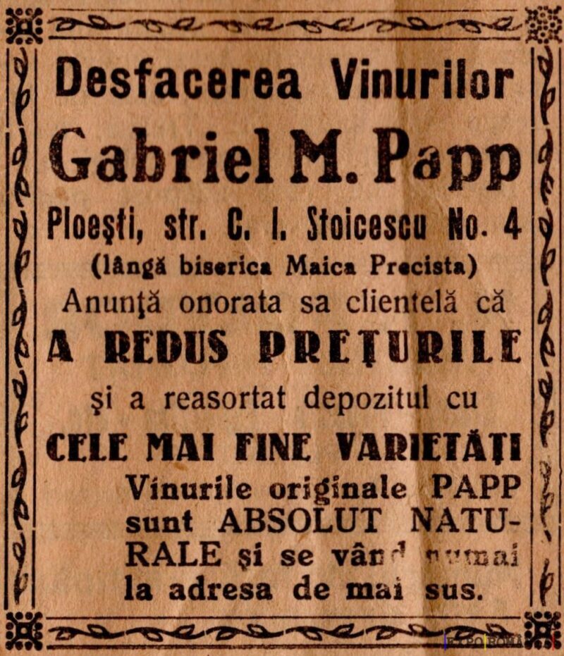 Reducerea prețurilor la vinuri PAPP