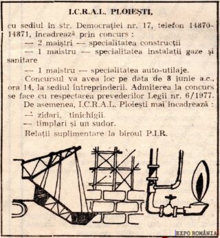 Anunț angajare I.C.R.A.L. Ploiești