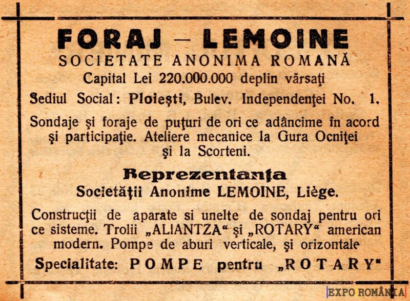Anunț publicitar pentru compania de foraj Lemoine