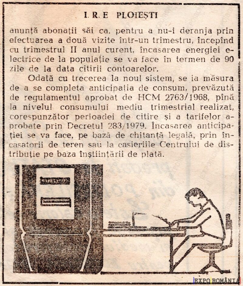 Anunț privind citirea contoarelor de electricitate