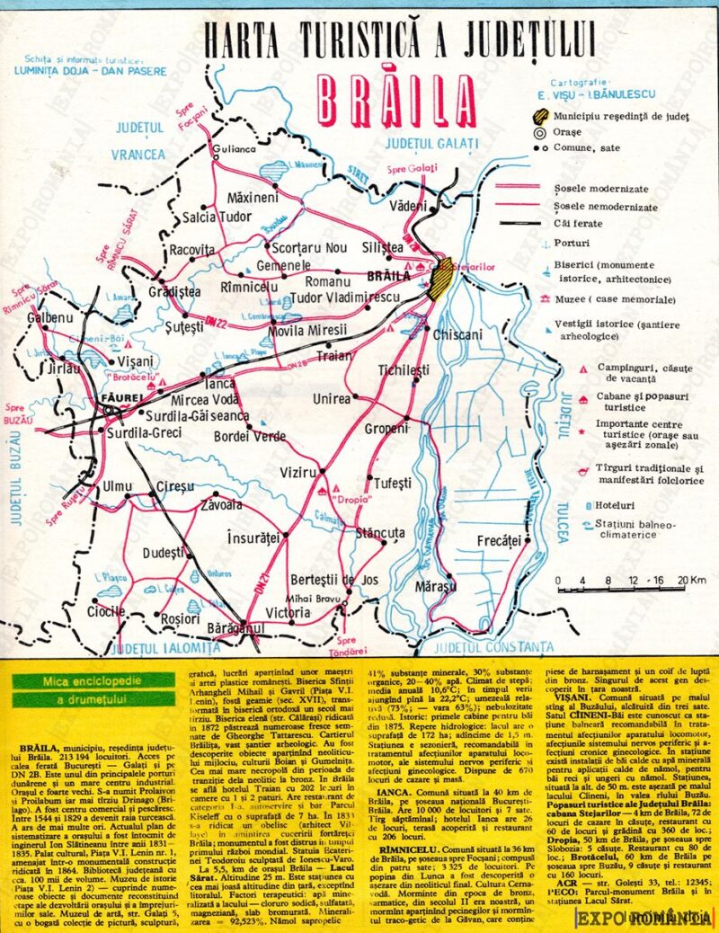 Reclamă Turism - HARTA TURISTICA - Județul Brăila
