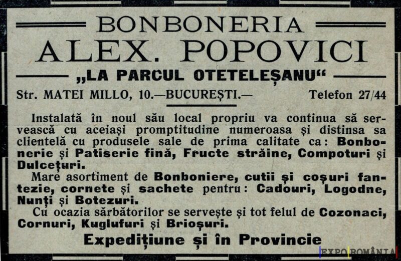Reclamă Bonboneria Alex Popovici