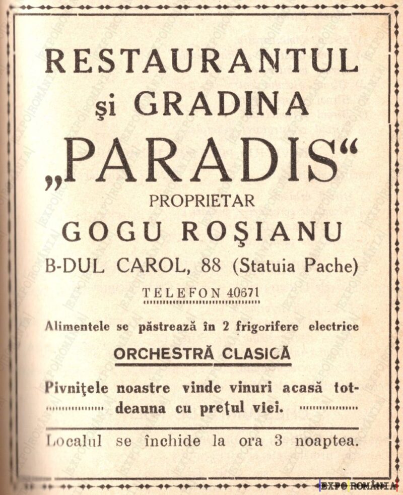 Reclamă Restaurant Paradis