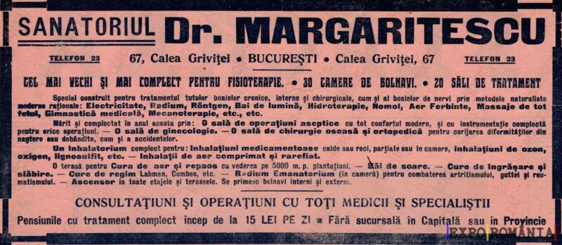 Reclamă Sanatoriul  Margaritescu